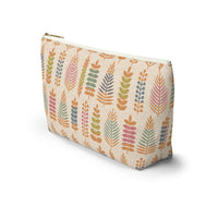 Stamped Leaves Accessory Pouch w T-bottom in Orange